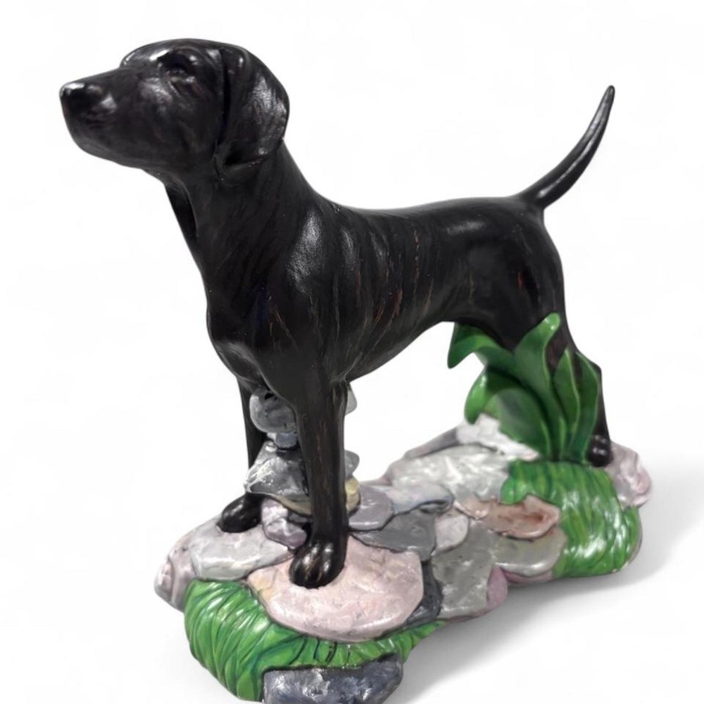 Vintageinspired Hand-Painted Ceramic Black Lab/Pointer Figurine